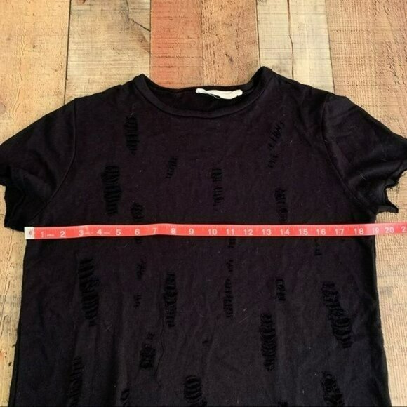 Twinkle womens distressed frayed short sleeve top in black - Picture 5 of 6